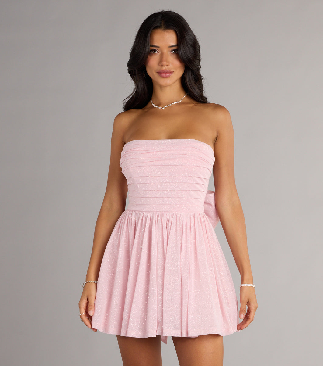 Glitter Crush Bow Back Skater Dress | Windsor Glitter Crush Bow Back Skater Dress | Windsor