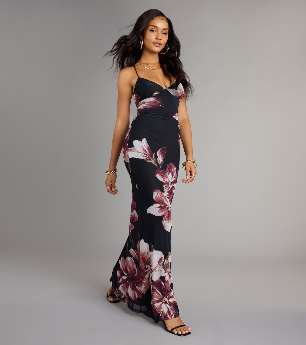 ワンピース Lace Trimmed Floral Dress Floral Lace Maxi Dress – Mas Bueno Boutique Apparel