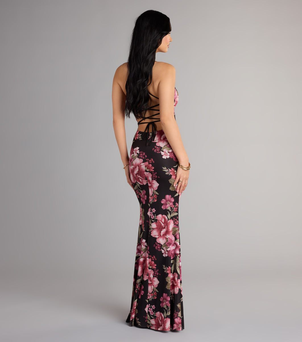 Garden Goddess Floral Lace-Up Maxi Dress | Windsor