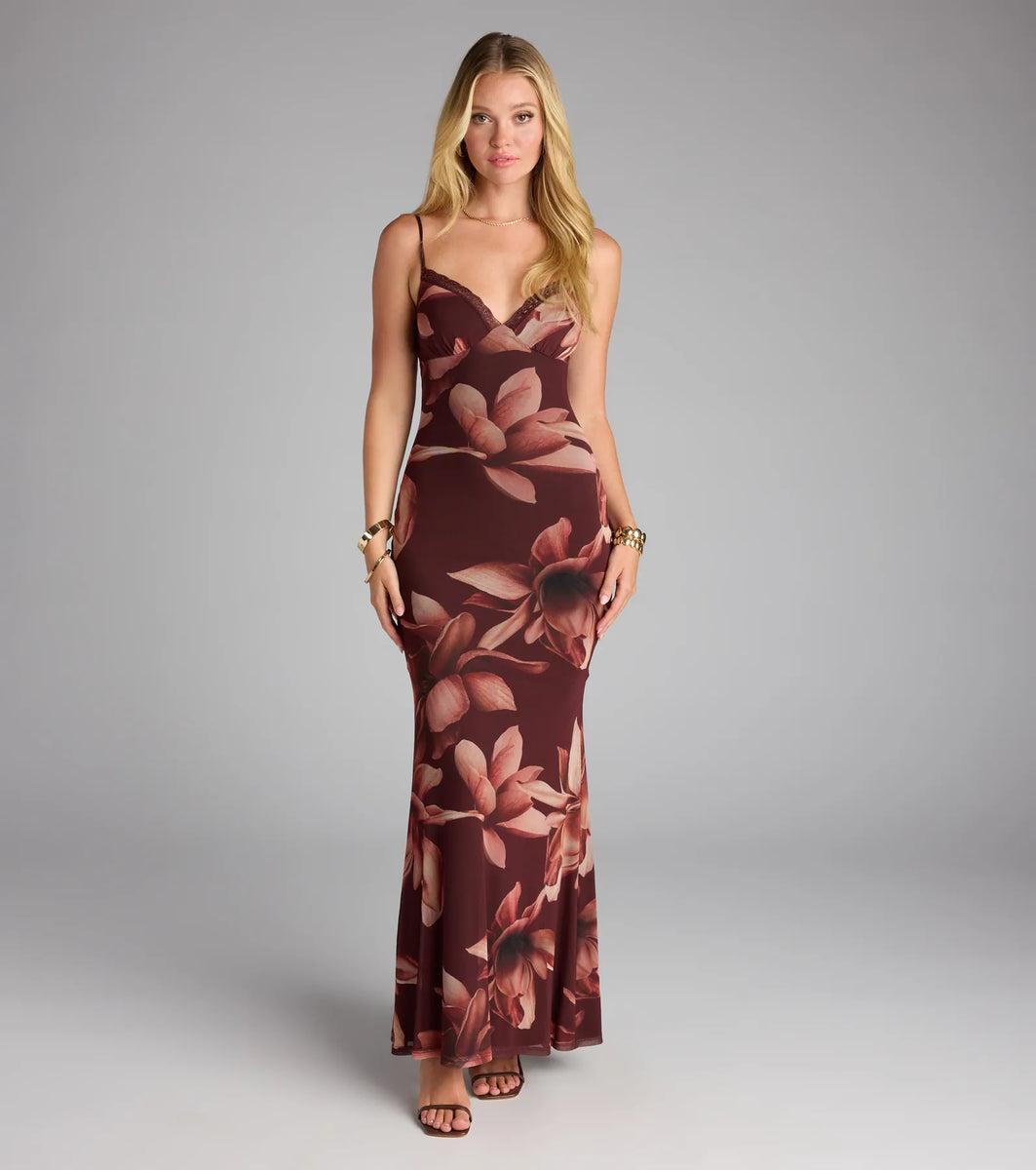 rumored sweet talker maxi dress Sweet Talk Floral Mesh Maxi Dress