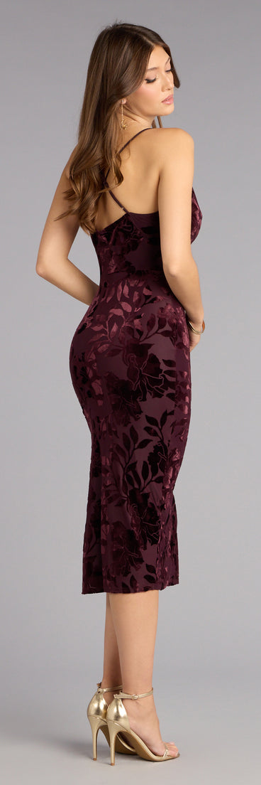 Velvet Promise Floral Midi Dress
