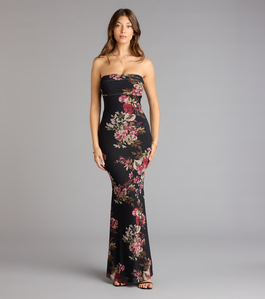 maison amory the windsor maxi dress Midnight Romance Floral Mesh Maxi Dress