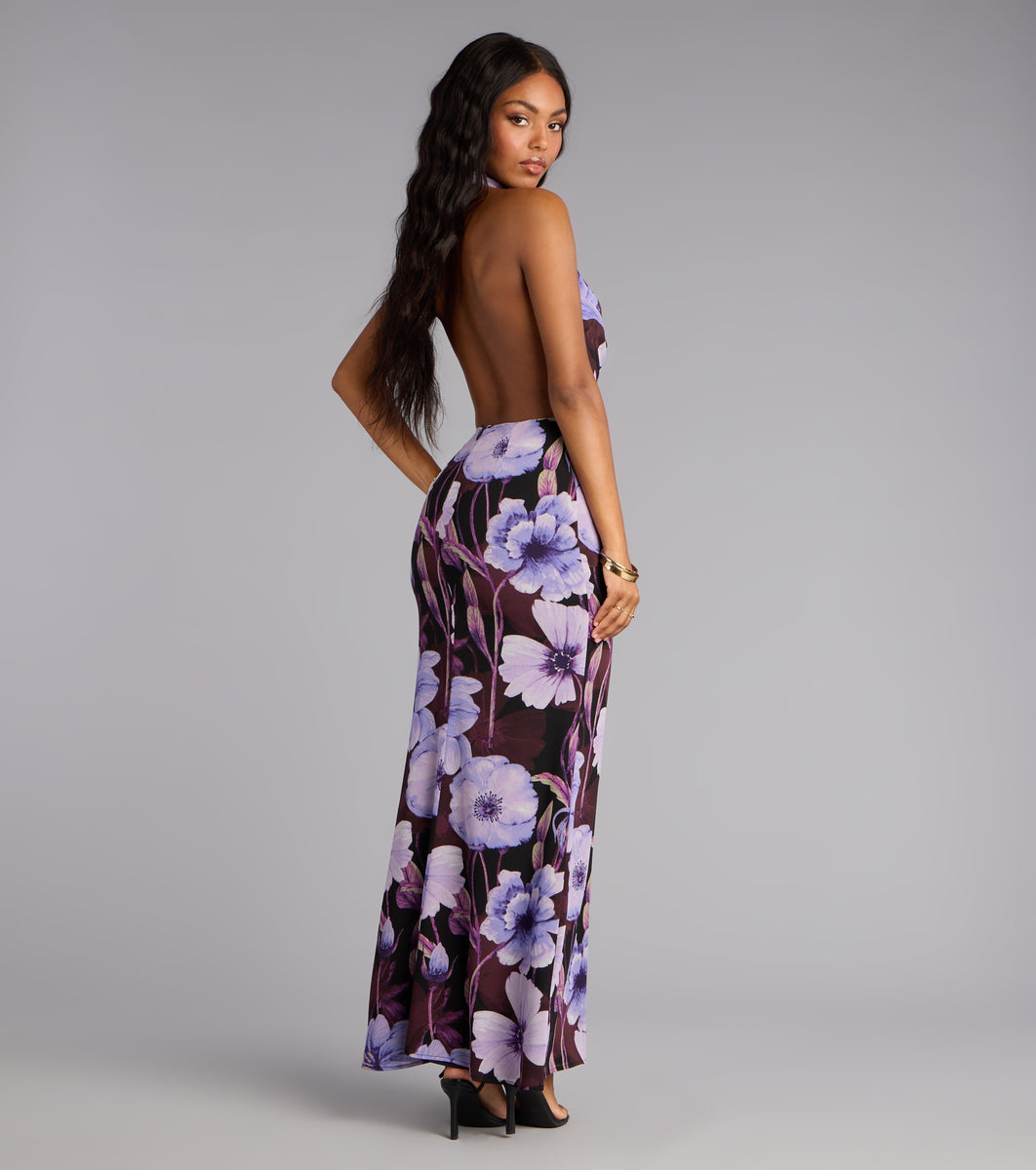Petal Noir Floral Chiffon Maxi Dress | Windsor