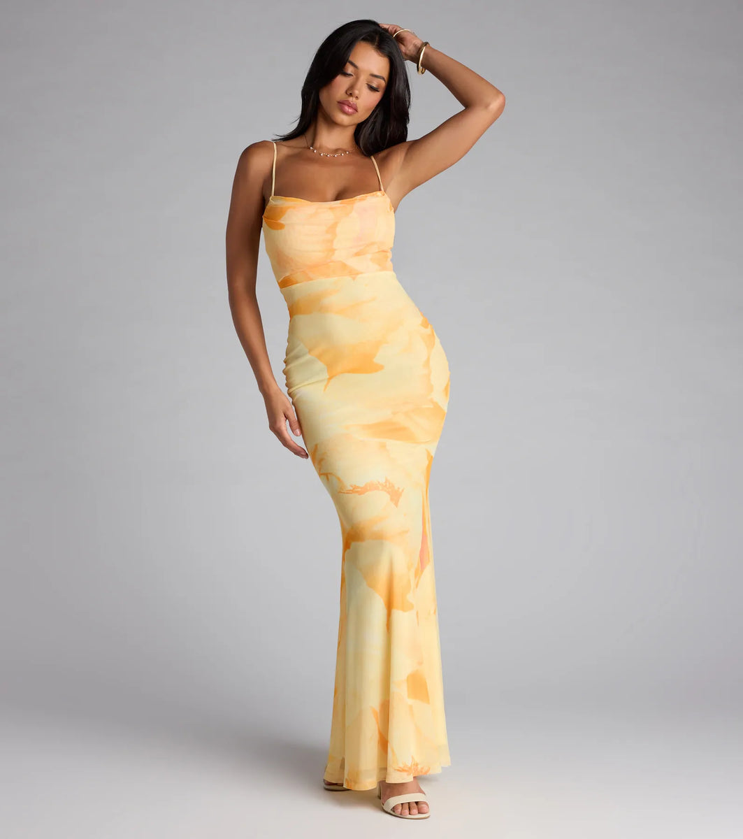 mermaid hotel maxi dress Coastal Luxe Floral Mermaid Maxi Dress