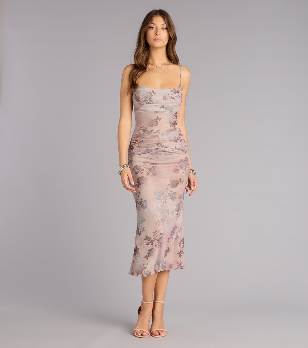 saemdi floral mesh dress Sweetly Sculpted Floral Mesh Midi Dress