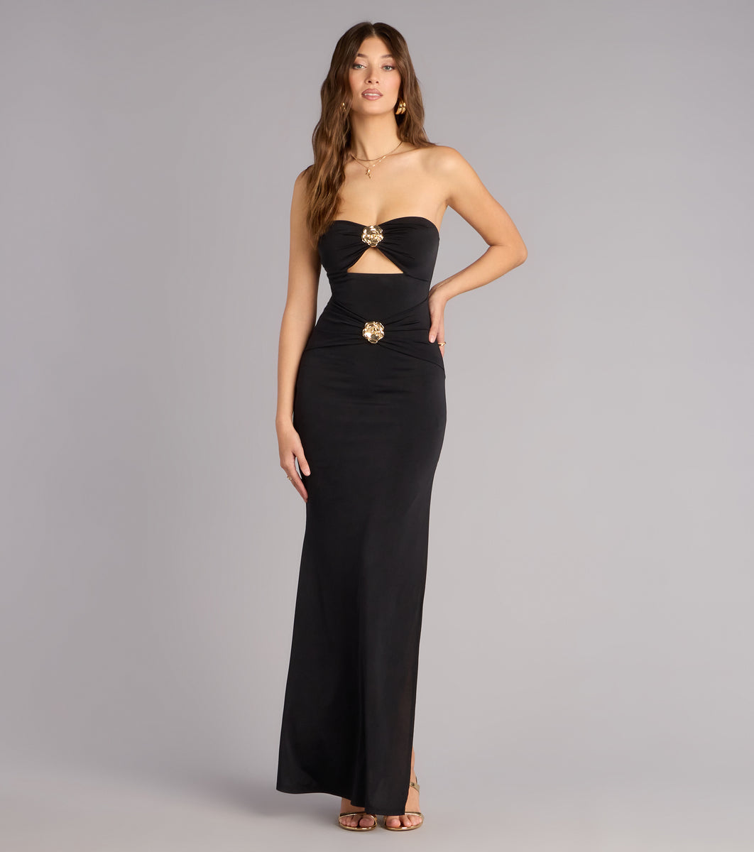 Golden Hour Drama Strapless Cutout Maxi Dress | Windsor Golden Hour Drama Strapless Cutout Maxi Dress | Windsor