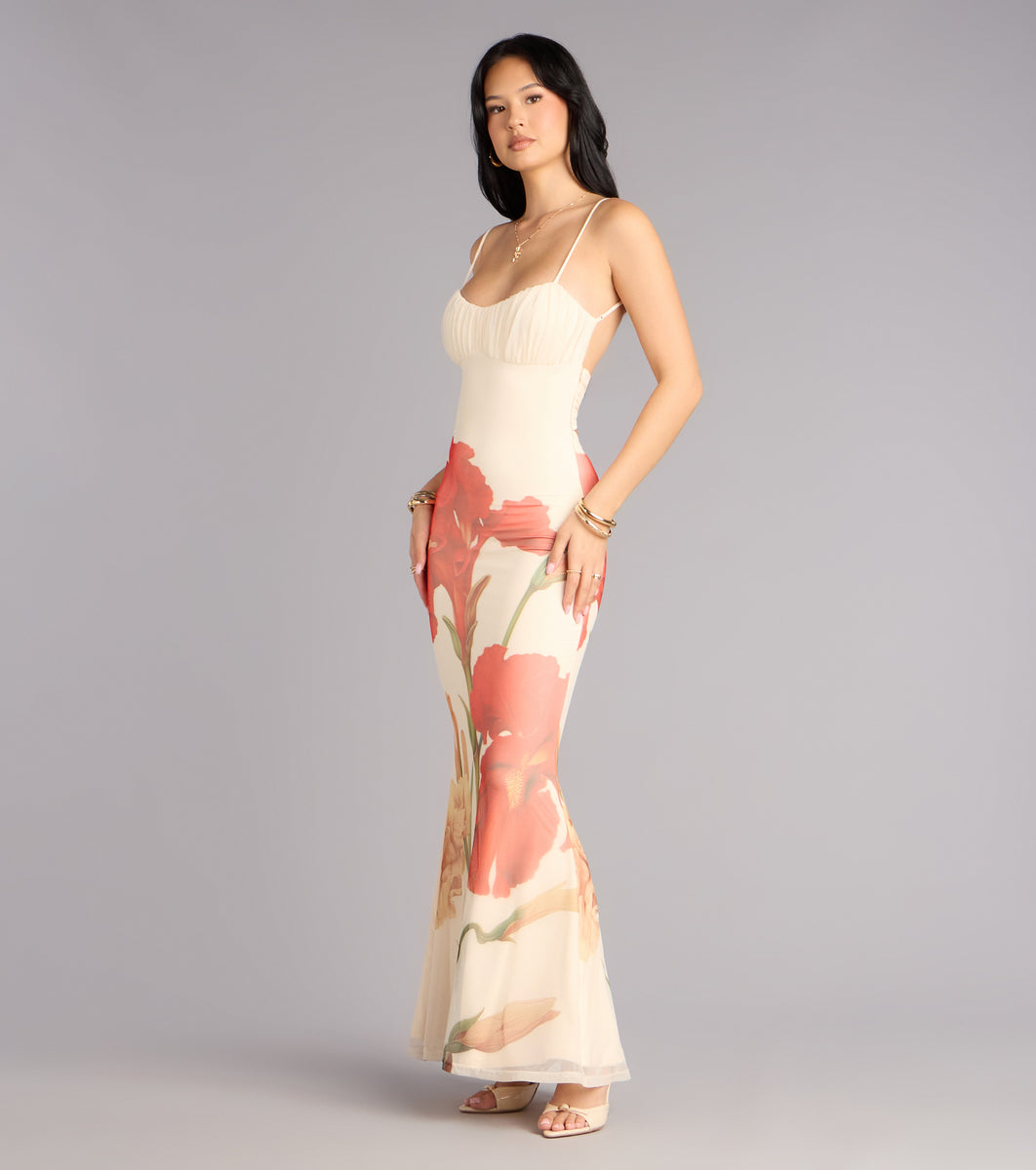z supply spellbound mesh floral maxi dress Soft Spoken Stunner Floral Mesh Maxi Dress