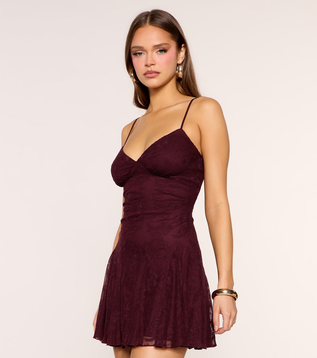 Soft Spin Lace V-Neck Skater Mini Dress | Windsor