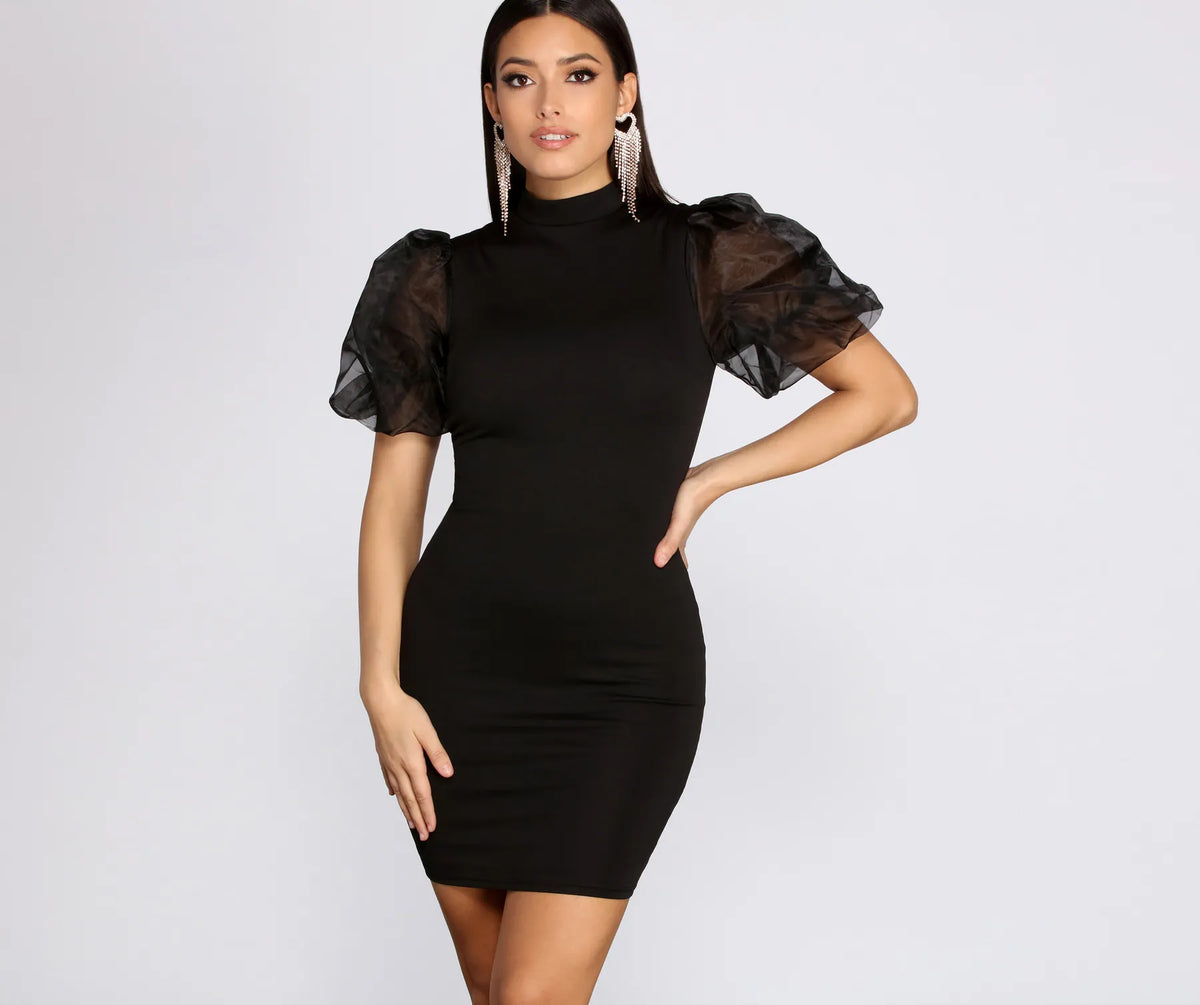 ★RAIVE★ Puff Mini One Piece in Black VW4SO20110 Lulus Women Black Large Vibing in Venice Ruffled Puff Sleeve