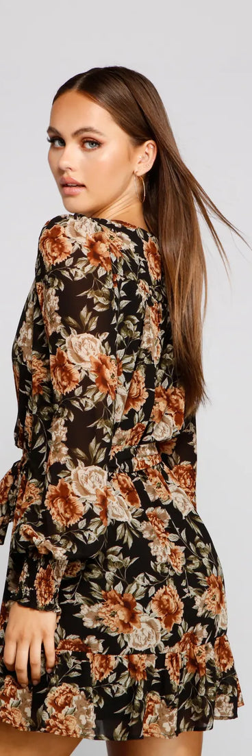 Ruffled Romance Floral Skater Dress