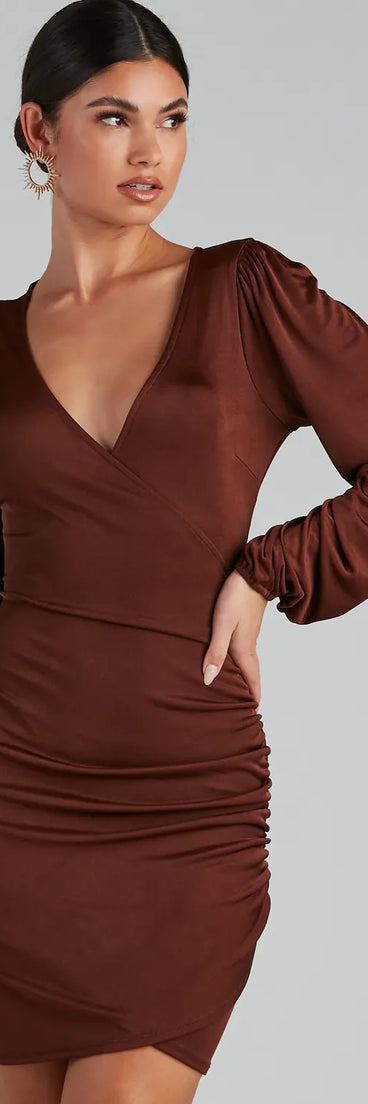 Out For The Night Plunge Wrap Mini Dress