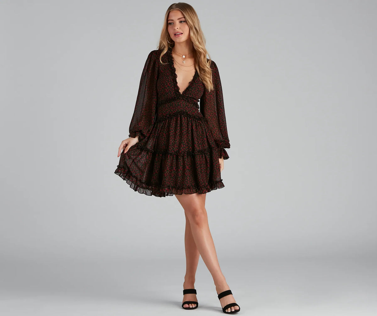 Plucking Roses Chiffon Peasant Dress | Windsor Plucking Roses Chiffon Peasant Dress | Windsor