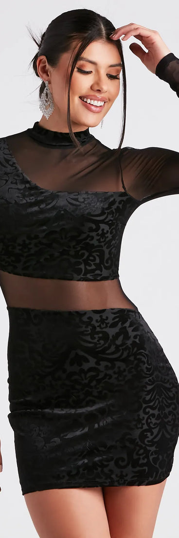 Sheer Surprise Velvet Mesh Dress
