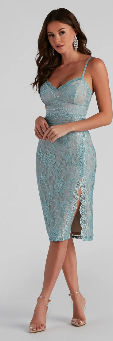 Blooming Romance Floral Lace Midi Dress