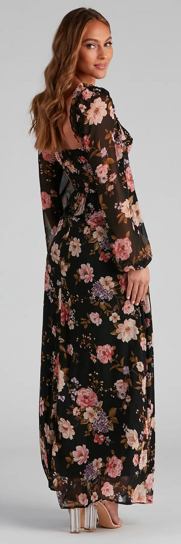 Swept Away Floral Chiffon Maxi Dress