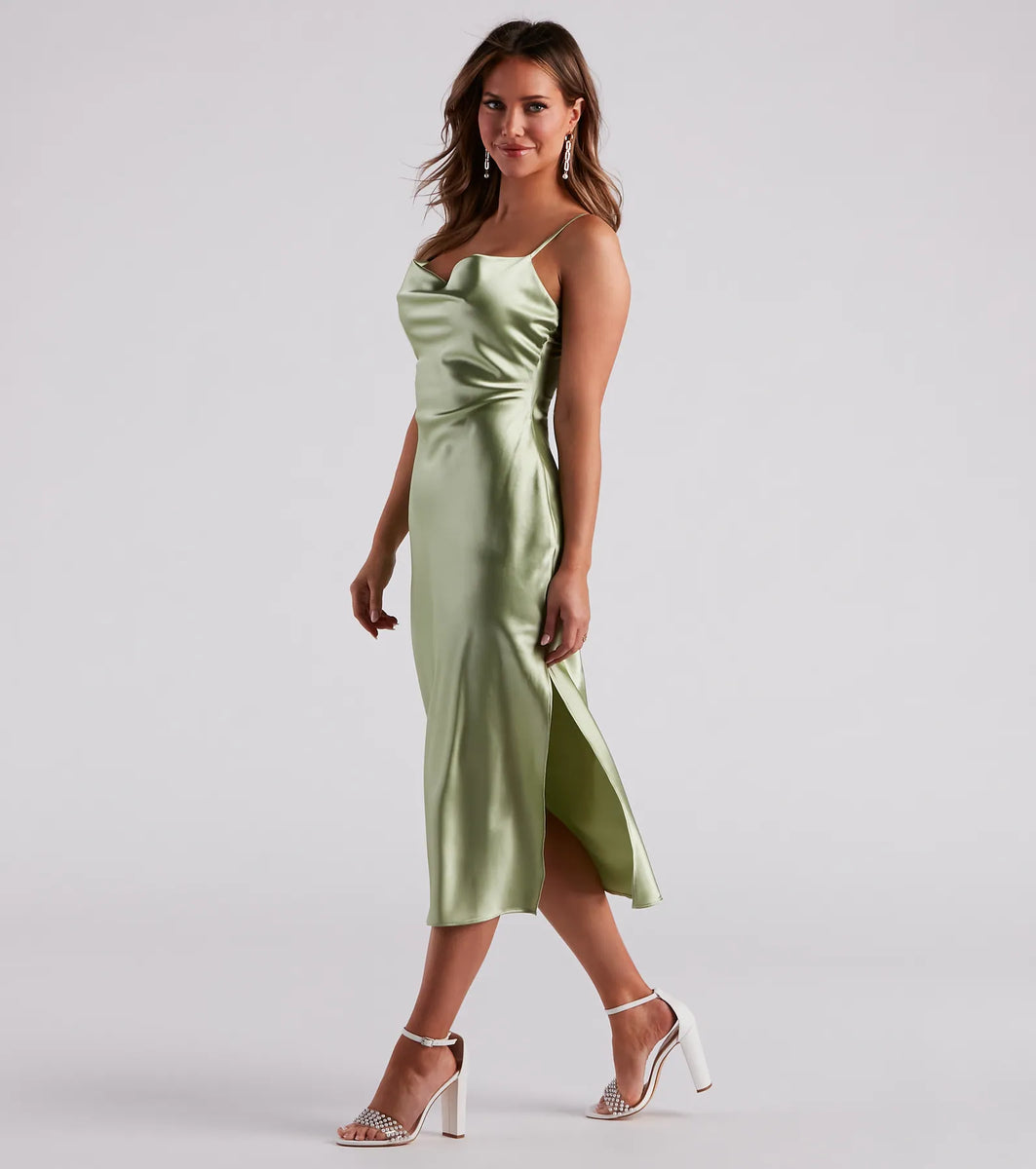 Silky Sleek Satin Slip Midi Dress & Windsor