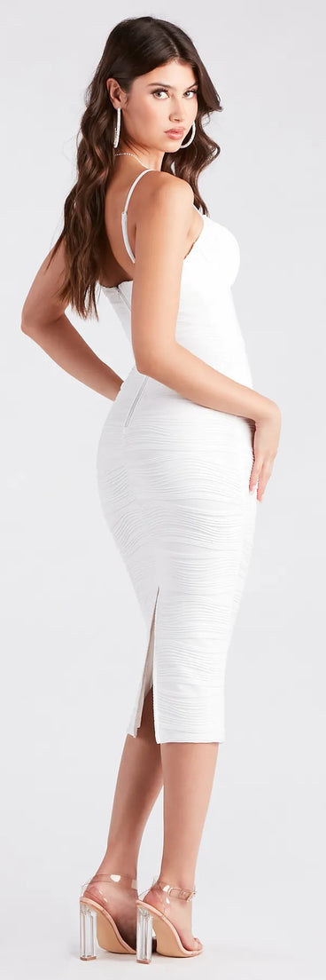 Chic And Iconic Textured Knit Midi Dress