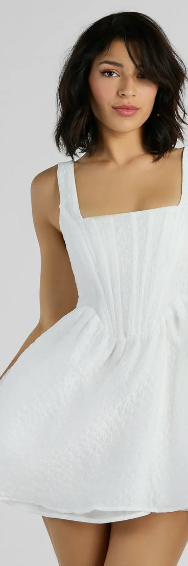Cottage Core Cutie Square Neck Corset Skater Dress