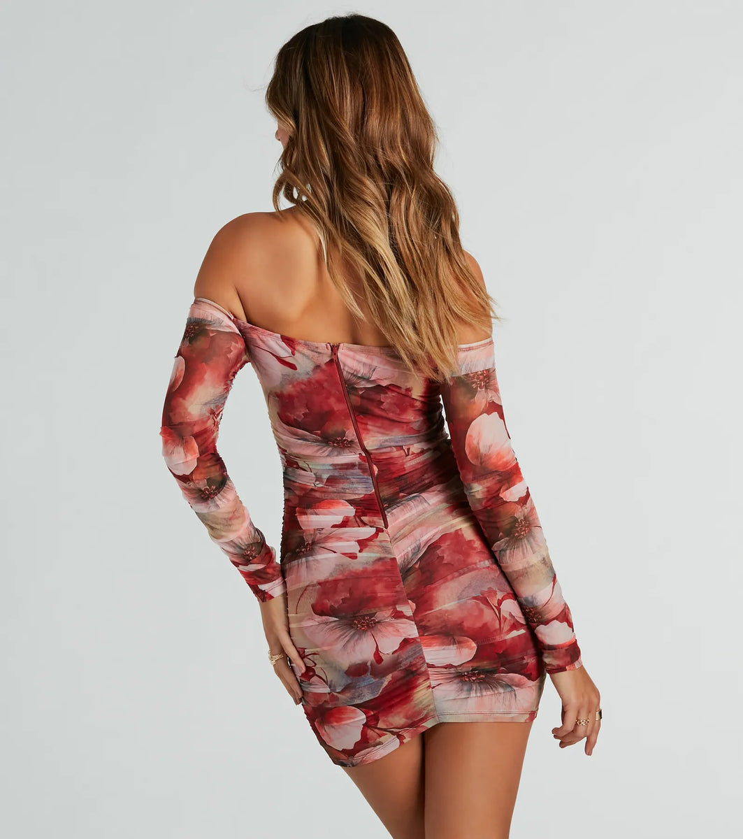 Sunset Bloom One-Shoulder Embellished Mini Dress - NZD04