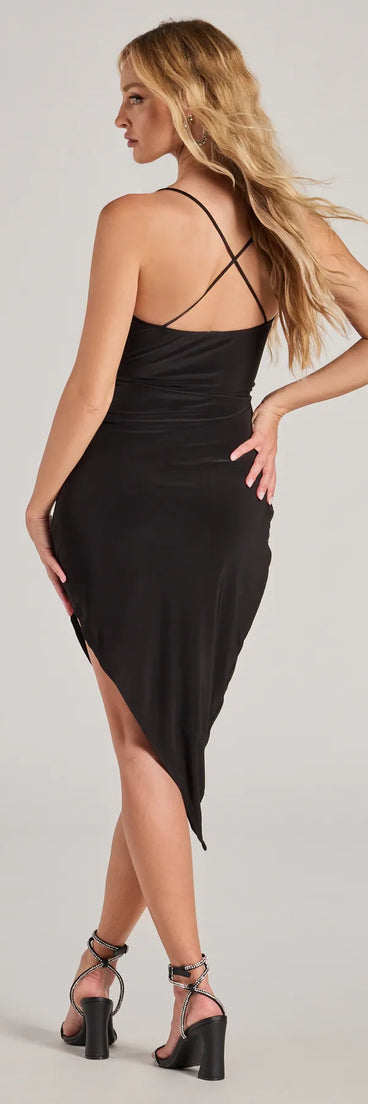 Oh-So-Glam Rhinestone Fringe Cutout Midi Dress