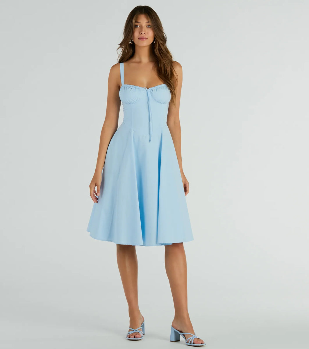 Picturesque Cutie Corset Lace-Up A-Line Midi Dress | Windsor Picturesque Cutie Corset Lace-Up A-Line Midi Dress | Windsor