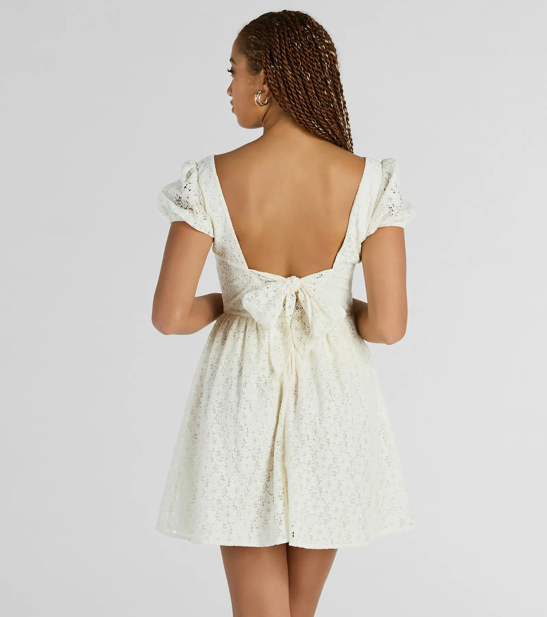 Perfectly Stunning Bow Eyelet Lace Skater Dress | Windsor Perfectly Stunning Bow Eyelet Lace Skater Dress | Windsor