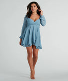 Dreamy Vibes Long Sleeve Chiffon Skater Dress