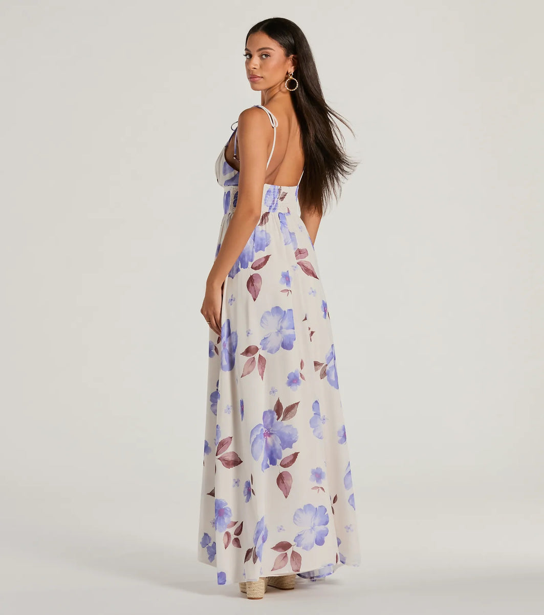 Sweetheart Neck Maxi Chiffon Dresses Clover main image 0
