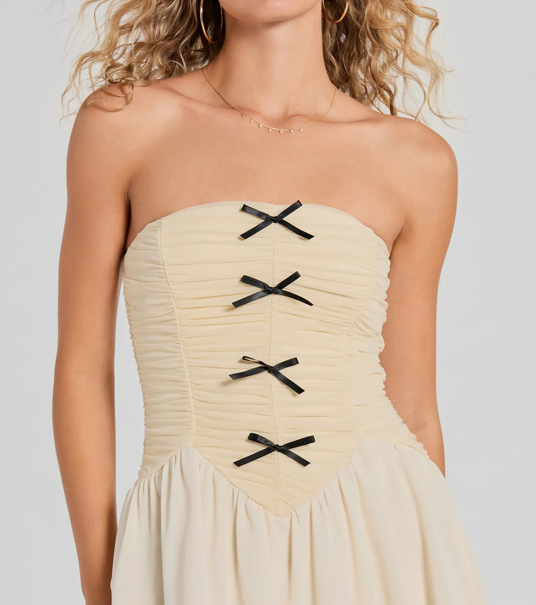 Prettiest Pick Strapless Bow A-Line Mini Dress | Windsor