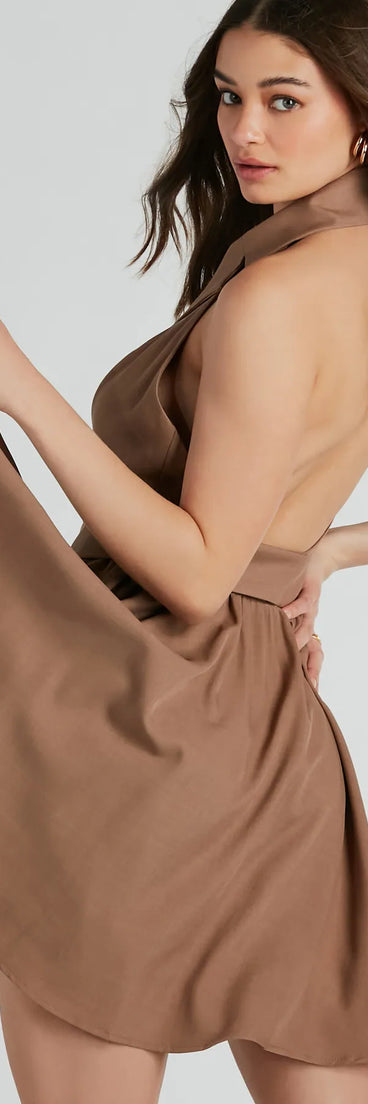 Charming Mood Collared Woven Skater Dress