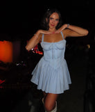 The So Darling Woven Drop-Waist Skater Dress is a light blue dress, an essential holiday or NYE dress that pairs chic style with versatility making it perfect for cocktail events, New Year's Eve parties, or as a winter wedding guest look.