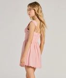 The Such A Flirt Sweetheart Lace Trim Skater Dress is a stunning pink mini dress with a short hem, designed to be the perfect winter cocktail dress or night-out look for the holiday season.