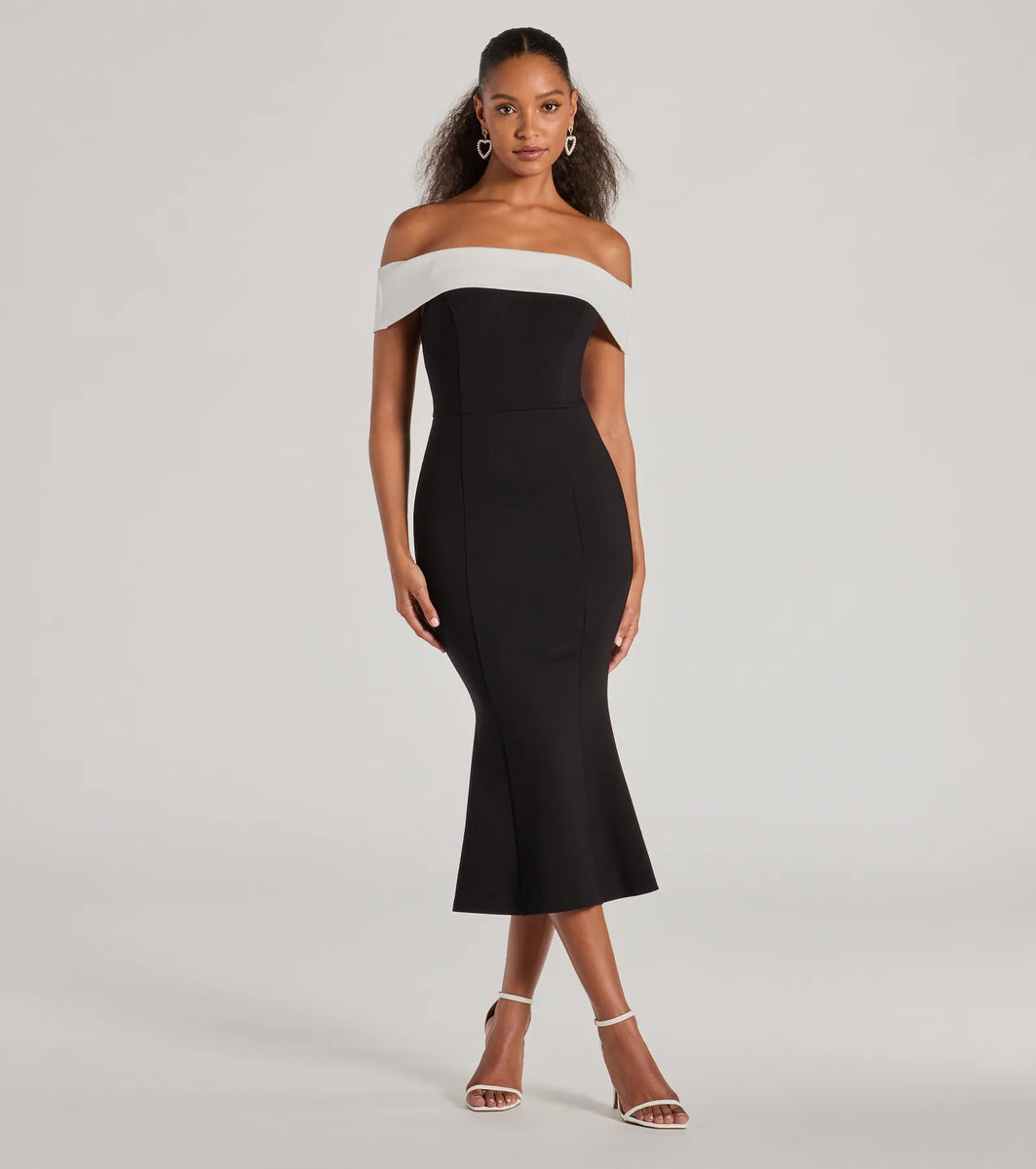 Sultry Burnout Velvet Pleated Neckline Mermaid Midi Dress