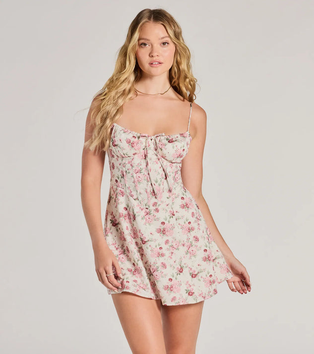 The Marvelous Blooms Lace-Up Corset Floral Skater Dress is a mini dress that will make a statement with its short hemline and on-trend details to have you ready for any event!