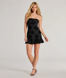 Elevate your winter wardrobe with the Stylish Flair Floral Velvet Burnout Ruffled Mini Dress— a party-ready black cocktail dress featuring seasonal accents and a sophisticated style, ideal for semi-formal holiday events from family dinners to NYE celebrations.