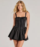 Step into winter chic with the Pretty Vibes Polka Dot Drop Waist Skater Dress, a black mini dress featuring an above-the-knee cut ideal for cocktail parties, festive gatherings, or clubwear.