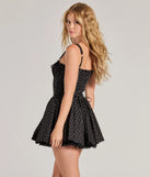 The Pretty Vibes Polka Dot Drop Waist Skater Dress is a mini dress in black, perfect for an above-the-knee holiday party dress or a stylish NYE look, with a short hemline designed to make a winter statement.