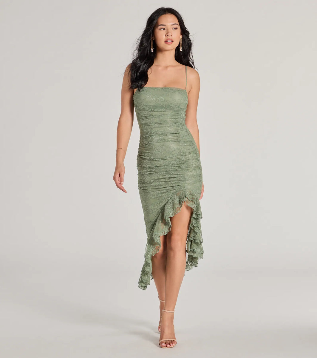 Enchanted Moment Floral Ruffled Lace Midi Dress | Windsor