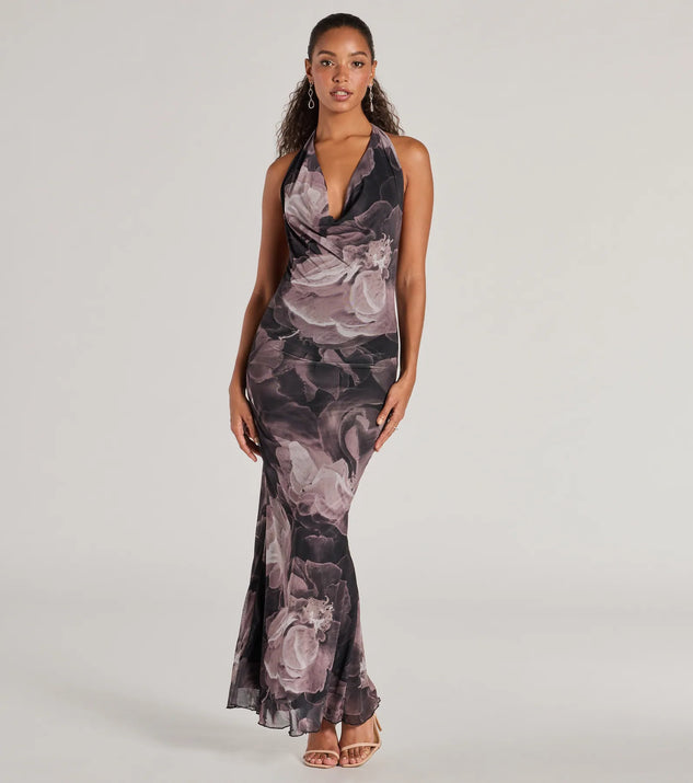 Make a statement in the Drama-Worthy Abstract Floral Mesh Maxi Dress, a black bodycon dresses that blends unique design details with a tight silhouette for a head-turning holiday or New Year's eve dress.