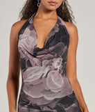 The stunning Drama-Worthy Abstract Floral Mesh Maxi Dress provides a chic silhouette and party-ready details that make it a standout black dress for cocktail events, New Year's Eve parties, or as a winter wedding guest look.