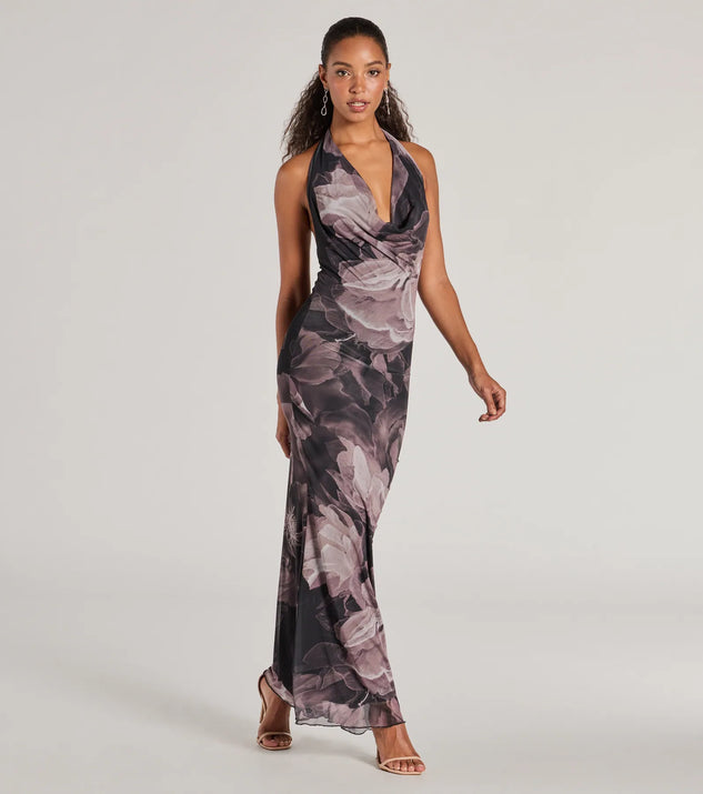 Make a statement in the Drama-Worthy Abstract Floral Mesh Maxi Dress, a black bodycon dresses that blends unique design details with a tight silhouette for a head-turning holiday or New Year's eve dress.