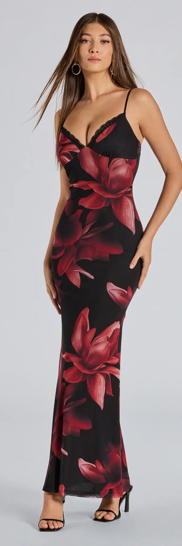 The Blooming Beauty Floral Print Mesh Maxi Dress is your new go-to red dress—effortless, versatile, and made to update your fall style in seconds.