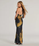 Make a statement in the Work Of Art Abstract Marble Print Maxi Dress, a black bodycon dresses that blends unique design details with a tight silhouette for a head-turning holiday or New Year's eve dress.