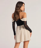 The Perfectly Chic Bow Detail Off-The-Shoulder Skater Dress is a ivory dress, an essential holiday or NYE dress that pairs chic style with versatility making it perfect for cocktail events, New Year's Eve parties, or as a winter wedding guest look.