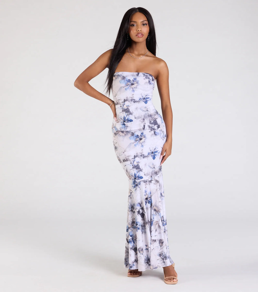 Exceptional Guest Strapless Lace-Up Floral Maxi Dress | Windsor