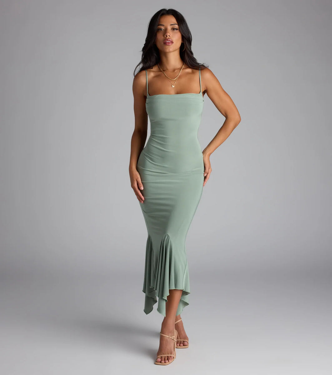 Stunning Silhouette Bodycon Midi Dress in Mauve | Size: M | Knit Fabric