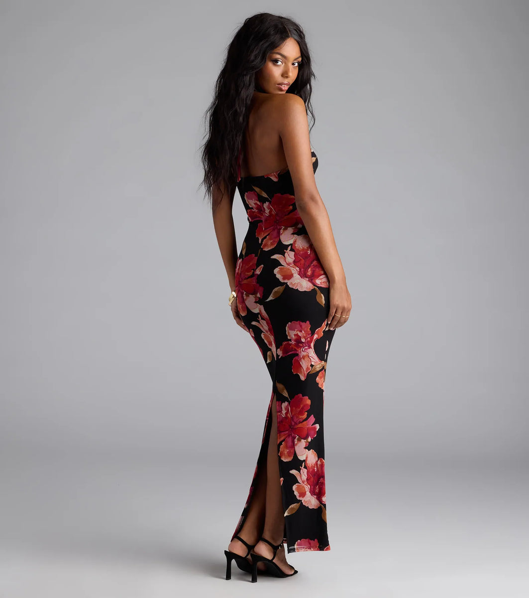 ワンピース Her lip to Spring Flower Field Dress Gorgeous Soul Floral Halter Bodycon Maxi Dress | Windsor