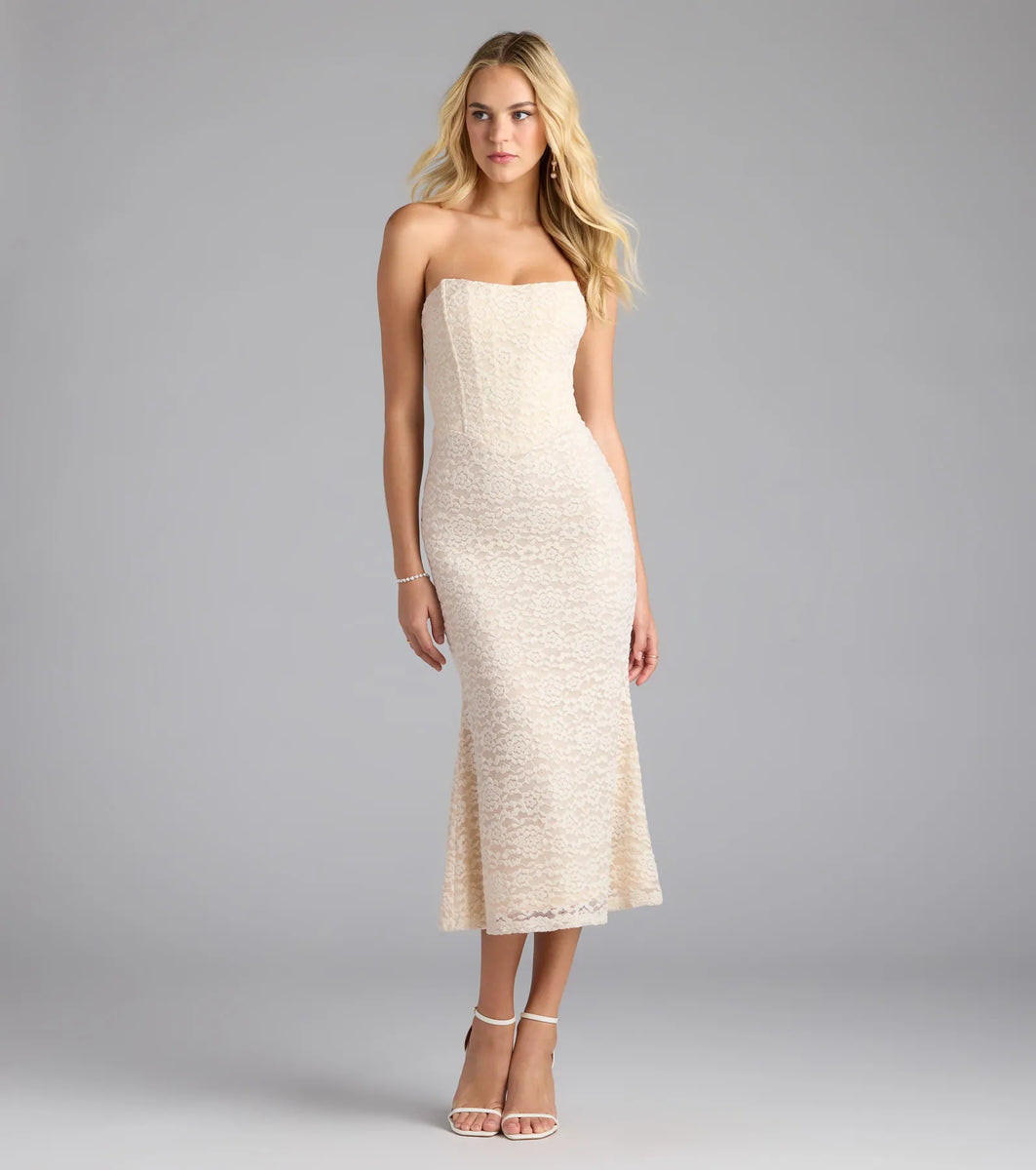 Romantic Twist Corset Mermaid Midi Dress | Windsor