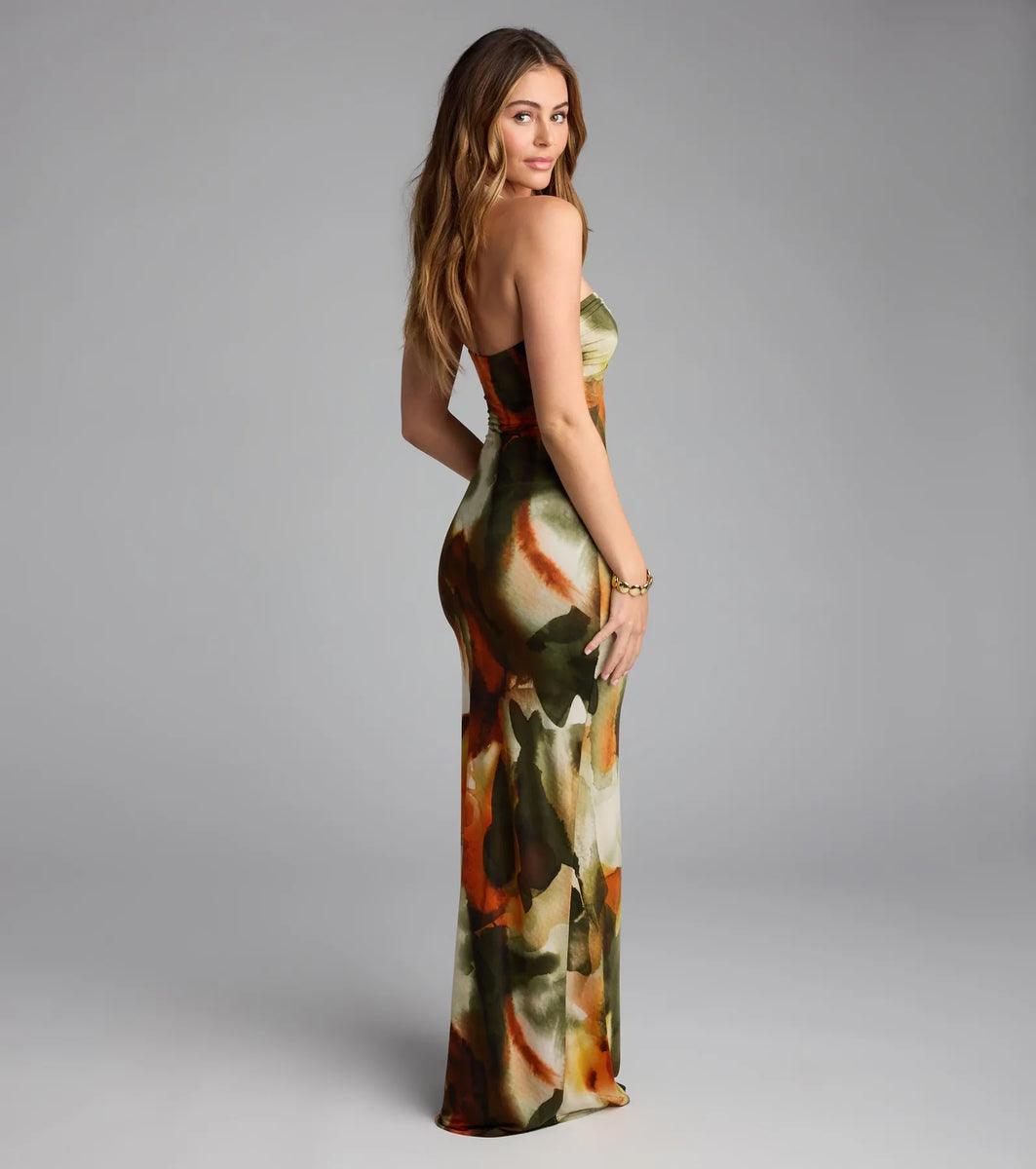 sunset halter dress Girl Abstract Slit Maxi AVAILABLE DATE: 6-2026