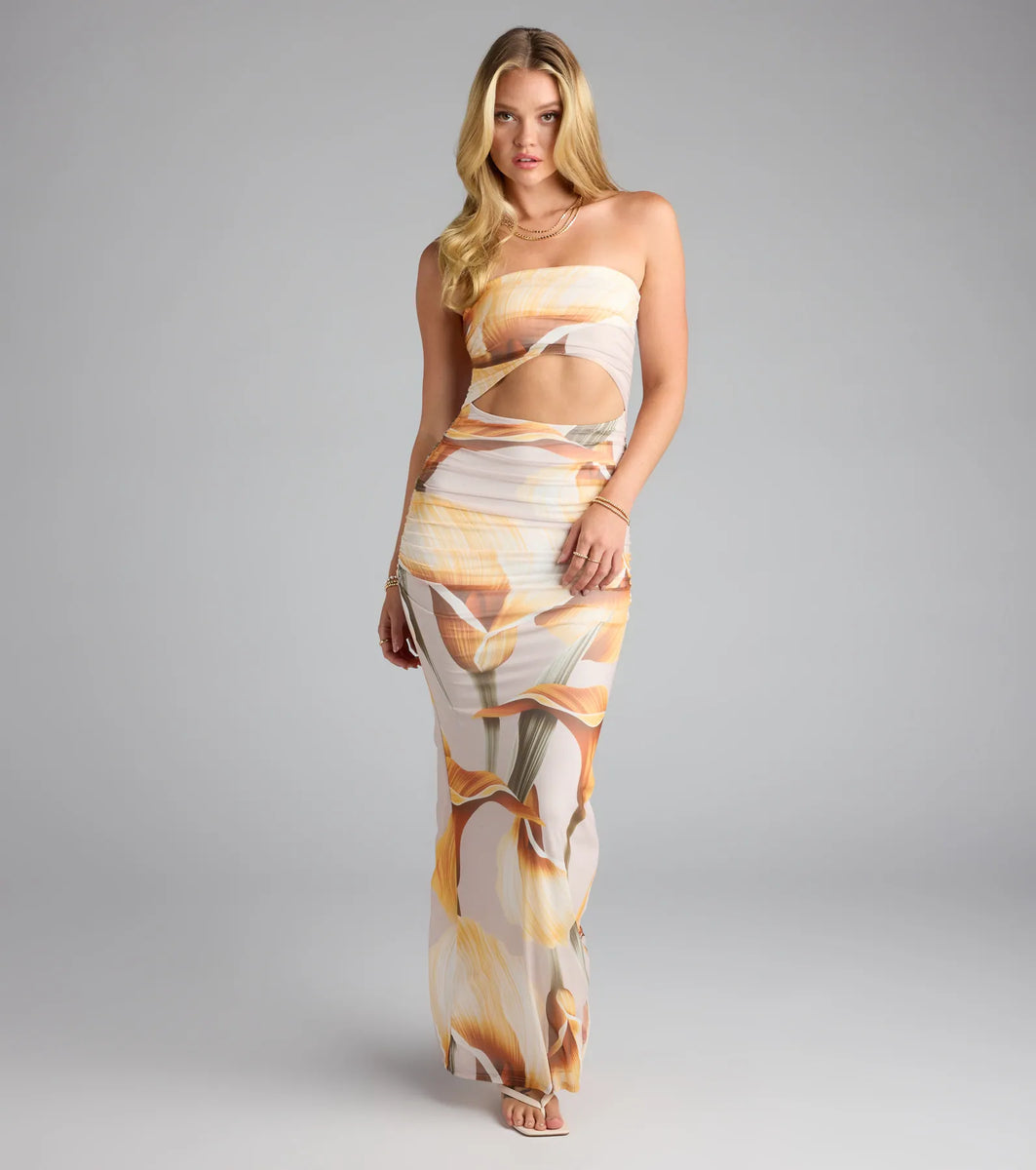 パーティードレス Geometric Silk Overlay Dress ANDRESD ドレス back open geometric dress / バックオープン